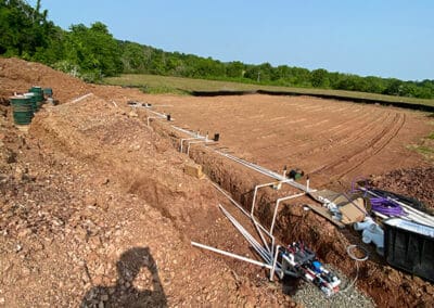 Working on an installation in a field