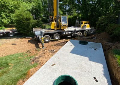 Crane near septic system