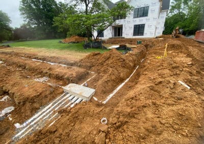 Septic installation in backyard